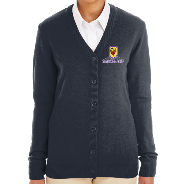 Harriton Women's Pilbloc V-Neck Button Cardigan Sweater - Embroidered Logo Thumbnail