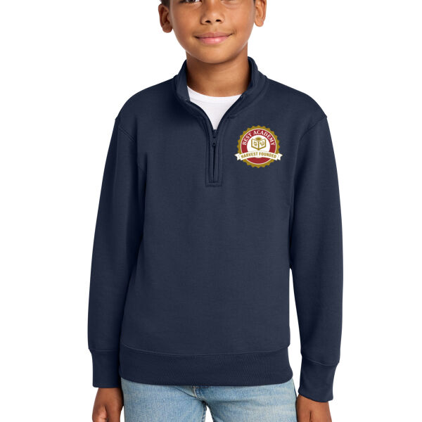 Port & Co Youth Core Fleece 1/4 Zip Pullover Sweatshirt - Embroidered Logo Thumbnail