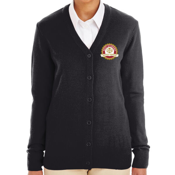 Harriton Women's Pilbloc V-Neck Button Cardigan Sweater - Embroidered Logo Thumbnail